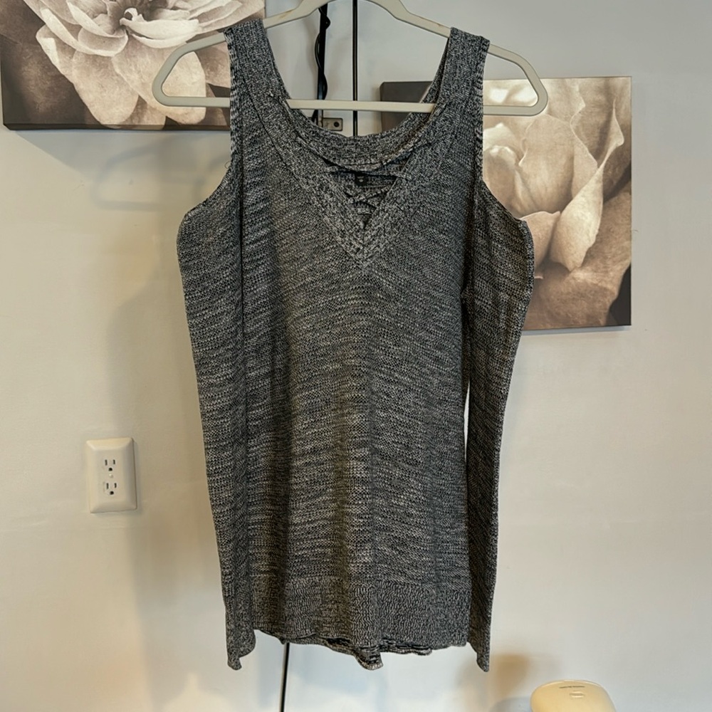 Express Heathered Grey/Black Cotton Sweater Size XS